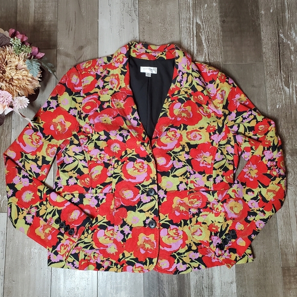 Isaac Mizrahi for Target Red Multi-Colored Floral Blazer Women's Plus Size XXL - Picture 1 of 16